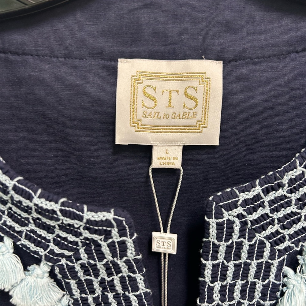 Sail to Sable Navy Tunic with Light Blue Tassel Trim - Picture 3 of 4